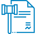 Probate law icon with legal document and judge gavel