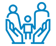 Icon of hands embracing a family, representing Clients Are Like Family.