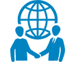 Icon of a globe over two shaking hands, representing Personalized Consultation.